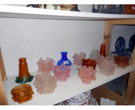 Quantity of coloured lamp shades inc, floral design - some a/f