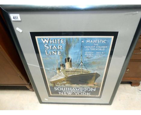 A framed and glazed White Star Line advertising print / poster