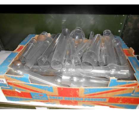 A box of oil lamp chimneys