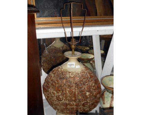 A large art pottery table lamp base