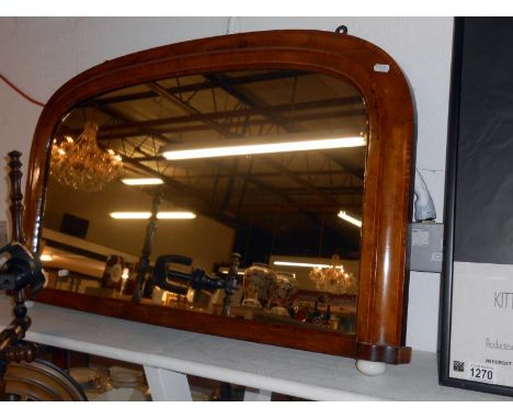 Walnut inlay framed mantel mirror