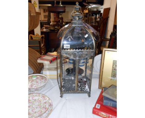 Metal and glass garden lantern