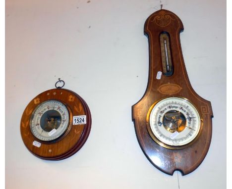 Small inlaid aneroid barometer and an inlaid aneroid barometer with thermometer