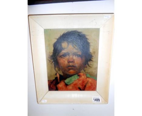 A mid 20th C oil on canvas Italian Portrait of a Young Girl signed but indistinct