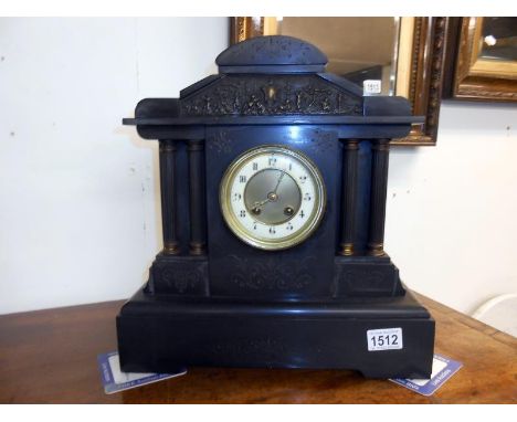 Black slate mantel clock