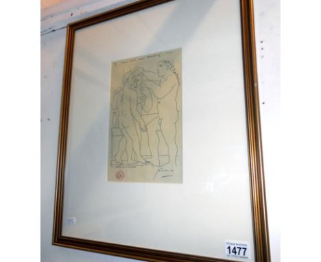 A Pablo Picasso print, possibly artist proof signed in pencil Picasso
