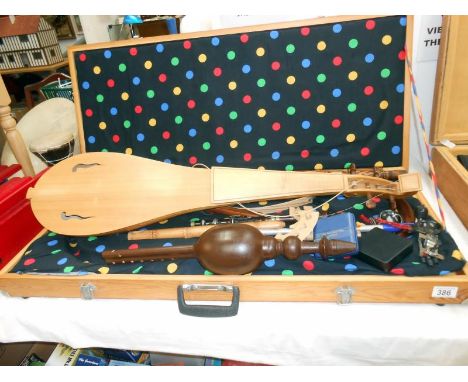 A quantity of early music instruments including crumhorn, rebec & recorder etc.