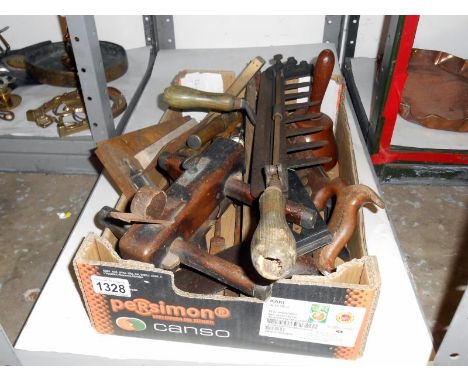 Various brass, brass mounted and other tools