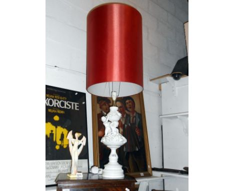 A good quality table lamp with a 'Blanc De Chine' cherub base