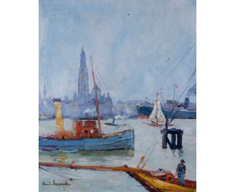 Emile Lecomte (Belgian, 1866-1938)Anvers, BruxellesSigned, also signed and titled versoOil on canvas70.5 x 60.5cm++Unlined, p