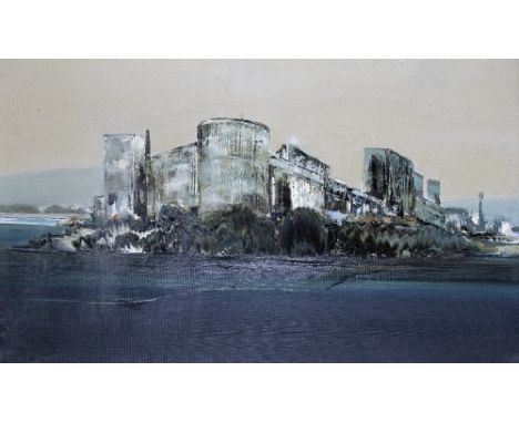 ‡Kit Barker (1916-1988)PembrokeSigned, titled and dated ~71Oil on canvas46 x 76cm++Unlined, a stain to top of highest tower a