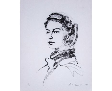 ‡Pietro Annigoni (1910-1988)Queen Elizabeth II, 1954Signed and numbered 620/850Lithograph37 x 29cmProvenance:Blenheim Fine Ar