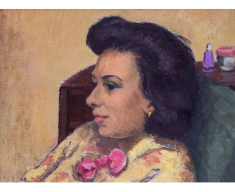 ‡Clifford Hall (1904-1973)Portrait of JeanSignedOil on panel19 x 24cmJean was a French working girl living in London in the e