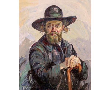 Phidias (20th Century)Portrait of L. J. Rousseau, half length wearing a hat and holding a stickSigned and dated ~23Oil on can