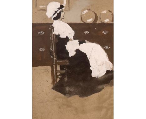 ‡Sir Alfred Munnings K.C.V.O, P.R.A. (1878-1959)Seated lady in a mop capSignedWatercolour with body colour on buff paper36 x 