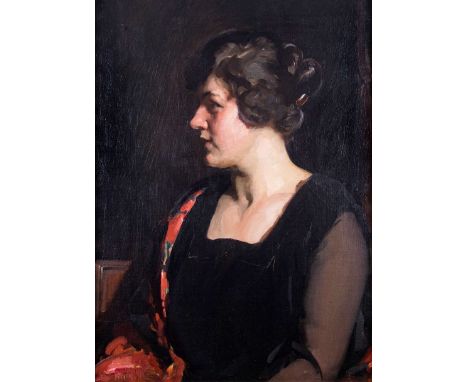 ‡William Penn (1877-1968)Portrait of May RushworthSigned and dated 1923Oil on canvas89 x 50.5cmWith a copy of a letter from R