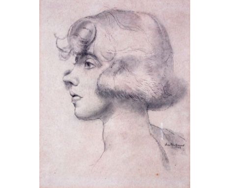 ‡Leon Underwood (1890-1975)Portrait of a young girl in profileSigned and dated 1922Pencil on buff paper23 x 18.25cm++A little