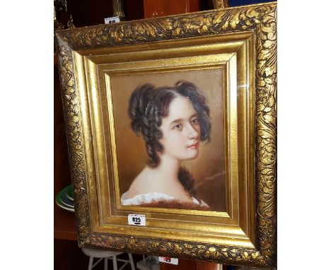 A Gilt Framed Oil Portrait Painting of a Beautiful Regal Lady. 23 x 19.5cm.