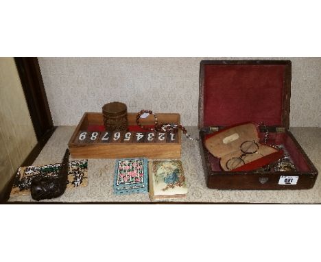 A Small Quantity of Items; to include a 19th century vintage timber carved pipe, faux tortoiseshell spectacles in Hempenstall