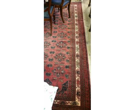 Afghan Red Ground Chobe Carpet, 300 x 200. (red allover with black).