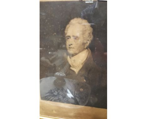 Engraved by S.W. Reynolds - A Portrait Engraving of Mr. Lambard after T. Philips, in a wedge mahogany frame with gilt slip.