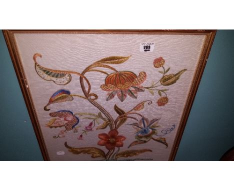 A 20th Century Framed and Glazed Tapestry of Flowers.