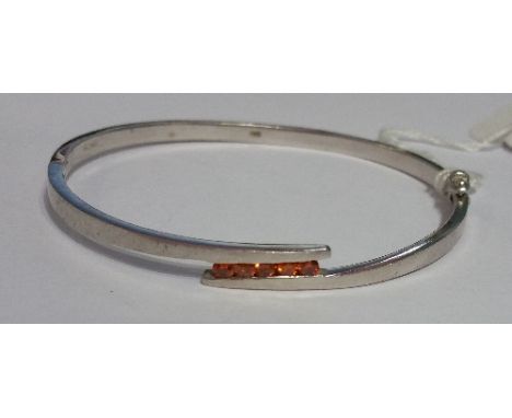 A Silver Stone Set Bangle.