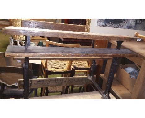Two Vintage School Desks: Pine & Oak.