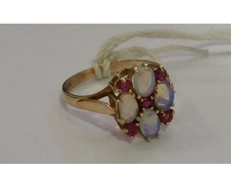 9ct Ruby and Opal Ring.