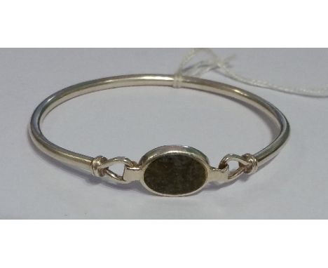 A Silver Stone Set Bangle.