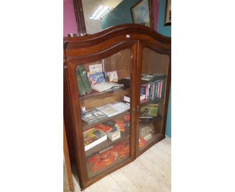 A Very Good 19th Century Mahogany and Oak Lined Bookcase Display Top, enclosed by a pair of glazed panel doors, used in a sho