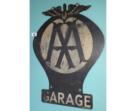 A Vintage 'AA Garage' Forecourt Enamel Sign by Franco Signs, SW1, Double Sided.