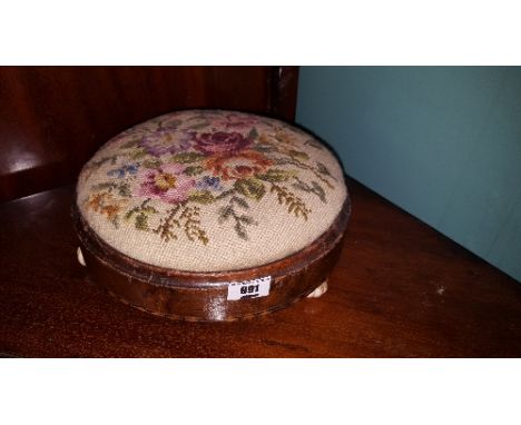 An Early 20th Century Circular Stool with Tapestry Top.