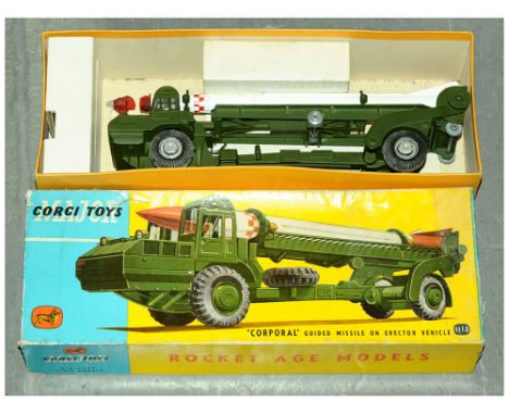 Corgi 1113 Military Corporal Guided Missile on Erector Vehicle finished in green, silver hubs, with windows - overall conditi