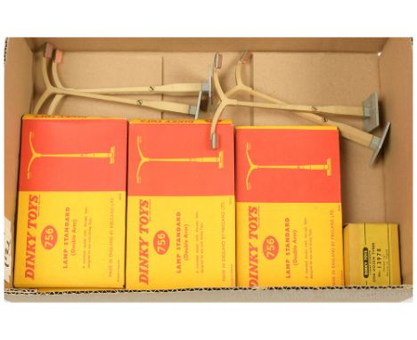Dinky 8 x 756 Double Arm Lamp Standard - Excellent to Mint in Good to Good Plus creased boxes; 4 x Further Unboxed Double Arm