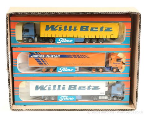 Tekno 1/50th scale group (1) James Nuttall - Insulated Transport Distribution &amp; Storage; (2) Willi Betz - blue cab, white
