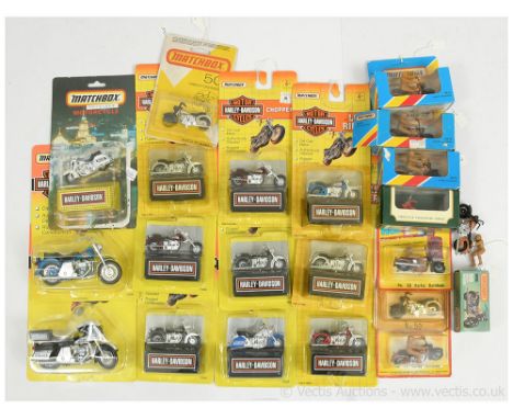 Matchbox Superfast a large group to include 50c Harley Davidson Motorcycle one example with Lesney England casting in a type 