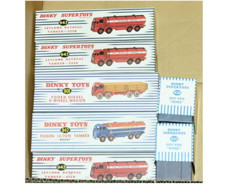 Dinky (Atlas Editions) a group of Commercials to include; 901 Foden Wagon; 942 Foden "Regent" Tanker; 2 x 943 Leyland Octopus
