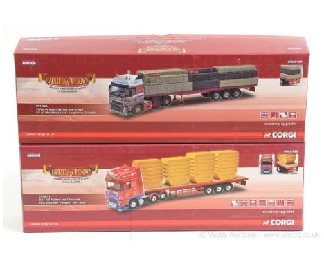 Corgi 1/50th scale Hauliers of Renown pair (1) CC14025 Volvo FH (Facelift) Flatbed and load - RJ &amp; I Monkhouse Ltd Long T