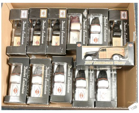 A large group of 1/24th scale Harley Davidson related Coin Banks including 1940 Ford Pick-up Bank - Capital Employee Store, D