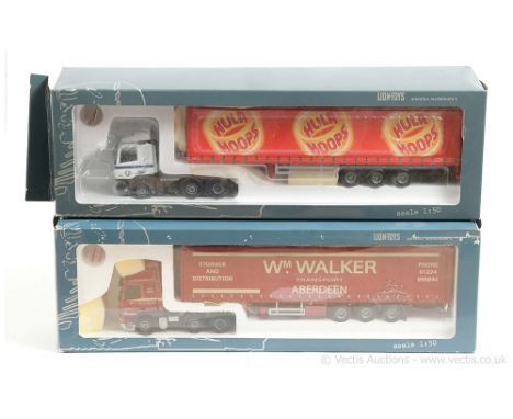 Lion Toys 1/50th scale pair (1) DAF CF with Curtainside Trailer - WM Walker Transport Aberdeen; (2) DAF CF with Curtainside T