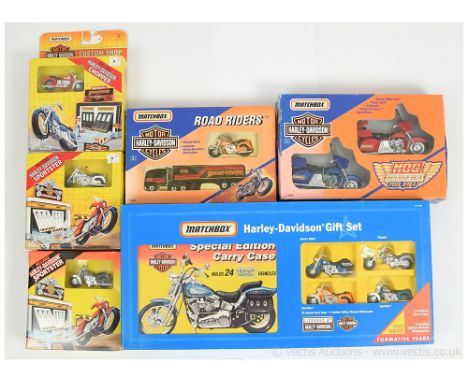 Matchbox Superfast boxed group of Harley Davidson Motorcycle Gift Packs and Sets to include Custom Shop Travel Playsets, 2 x 