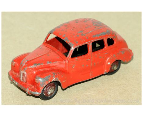 Dinky 40d (152) Austin Devon - red body, maroon ridged hubs with smooth tyres, sliver trim - Poor to Fair - extremely hard co