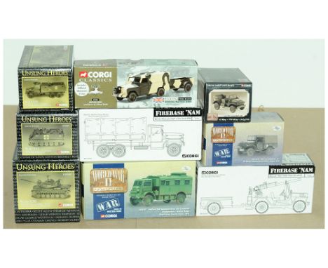 Corgi Classics - a group of Military Issues to include 07501 "British Army" Land Rover and Trailer; "Unsung Heroes" US51003 A