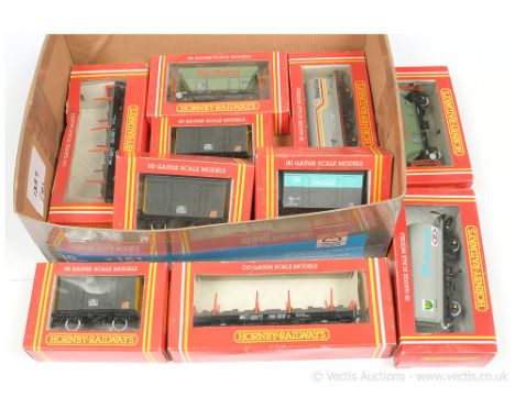 Hornby OO Gauge group of BR Modern Image Wagons.  3 x R034 VEA Ventilated Van; R115 VEA Rail Stores Van; 2 x R026 Redland PGA