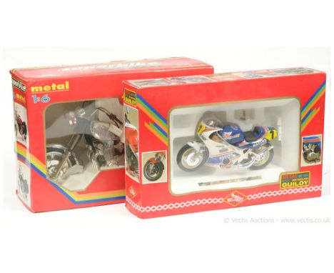 Guiloy (Made in Spain) pair of large scale Motorcycles.  (1) 16247 1/6th scale Yamaha Custom New York - Near Mint in Good win