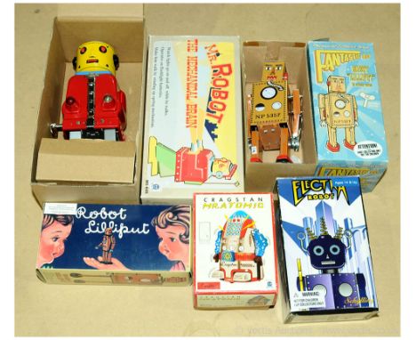 Tinplate Robots a group of more recent issues to include Cragstan "Mr Atomic"; "Mr Robot the Mechanical Brain"; "Electra" plu