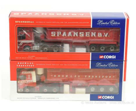 Corgi 1/50th scale pair (1) CC12410 Volvo FH Bulk Tipper - Knowles Transport Ltd; (2) CC11803 DAF 85 Bulk Tipper - Spaansen B