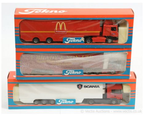 Tekno 1/50th scale group (1) Scania Promotional Refrigerated Truck; (2) DAF 95 Spacecab "McDonnells"; (3) T Brady &amp; Son L