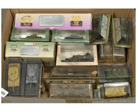 Group of Military Vehicles including Corgi 1/50th scale 2 x CC60416 M16 Quad 50mm Half-Track with Infantry figures (one box h